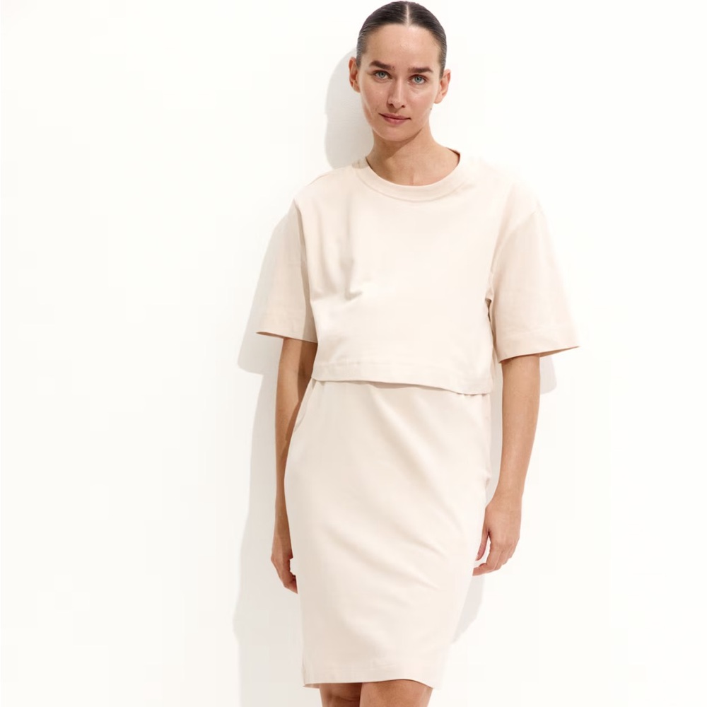 H&M MAMA 2 Piece Top and Skirt Set Beige S Maternity